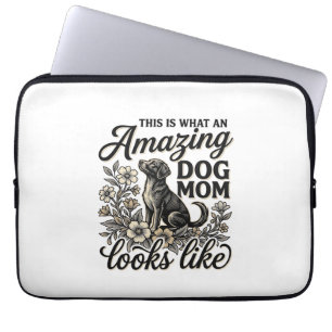 Amazing Dog Mum Vintage Floral Dog Lover Design_1 Laptop Sleeve