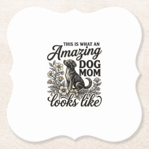 Amazing Dog Mum Vintage Floral Dog Lover Design_1 Paper Coaster