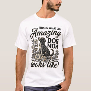 Amazing Dog Mum Vintage Floral Dog Lover Design_1 T-Shirt