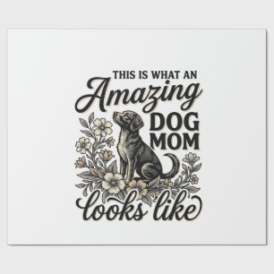 Amazing Dog Mum Vintage Floral Dog Lover Design_1 Wrapping Paper