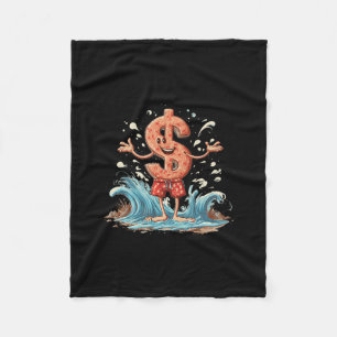 Amazing Dollar Sign In Vacation Short For Cash And Fleece Blanket