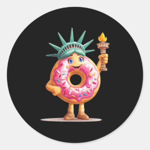 Amazing Doughnut With Statue Of Liberty For Boys A Classic Round Sticker