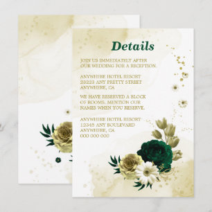 Amazing emerald green ivory gold flowers enclosure card