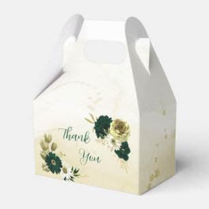 Amazing emerald green ivory gold flowers wedding favour box