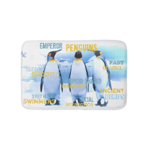 Amazing Emperor Penguins Typography Art Bath Mat