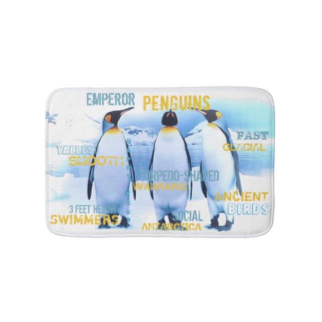 Amazing Emperor Penguins Typography Art Bath Mat (Front)