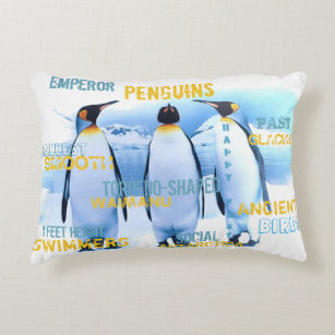Amazing Emperor Penguins Typography Art Decorative Cushion