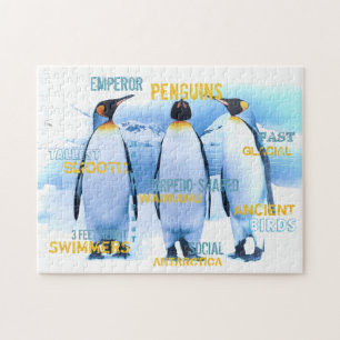 Amazing Emperor Penguins Typography Art Jigsaw Puzzle