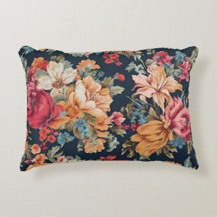 Amazing Exquisite Red Pink Yellow Blue Flowers Decorative Cushion