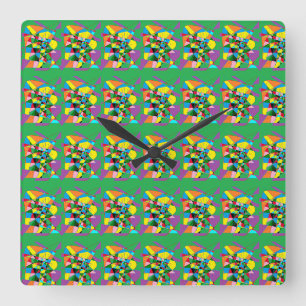 Amazing fabulous frantic fascinating magic green square wall clock