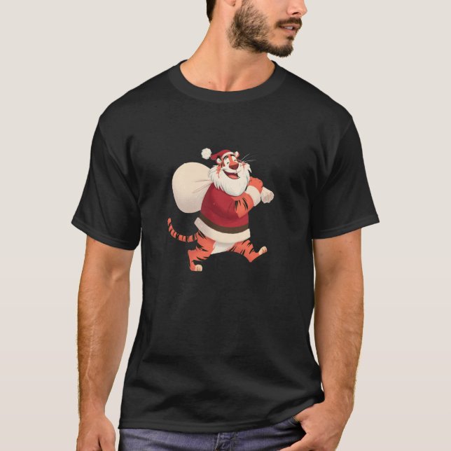 Amazing Festive Tiger Graphic for Santa Claus Love T-Shirt (Front)
