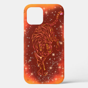 Amazing Fire Tiger Running At Galaxy Starry Night iPhone 12 Case