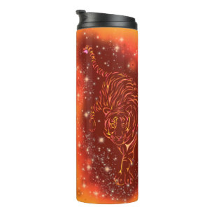 Amazing Fire Tiger Running At Galaxy Starry Night Thermal Tumbler