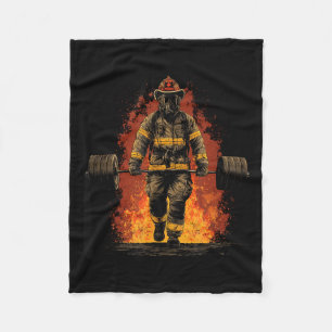 Amazing Firefighter with Gym Weights for Workout Fleece Blanket