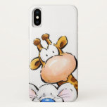 Amazing Giraffe and Cute Mouse iPhone X Case<br><div class="desc">Funny and cute giraffe and mouse portrait.</div>