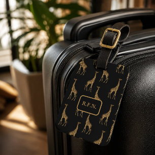 Amazing Giraffes Black and Brown Luggage Tag