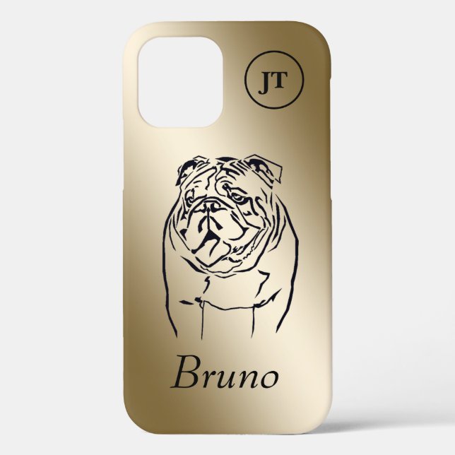 Amazing Gold and Black Bulldog iPhone 12 Case (Back)