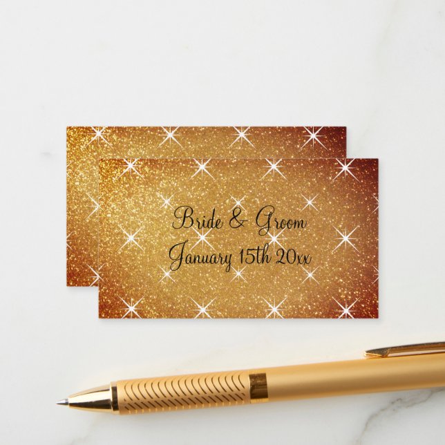 Amazing gold glitter glam wedding enclosure cards (Front/Back In Situ)