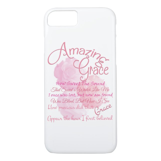 Amazing Grace Beautiful Pink Rose Typography Case-Mate iPhone Case (Back)