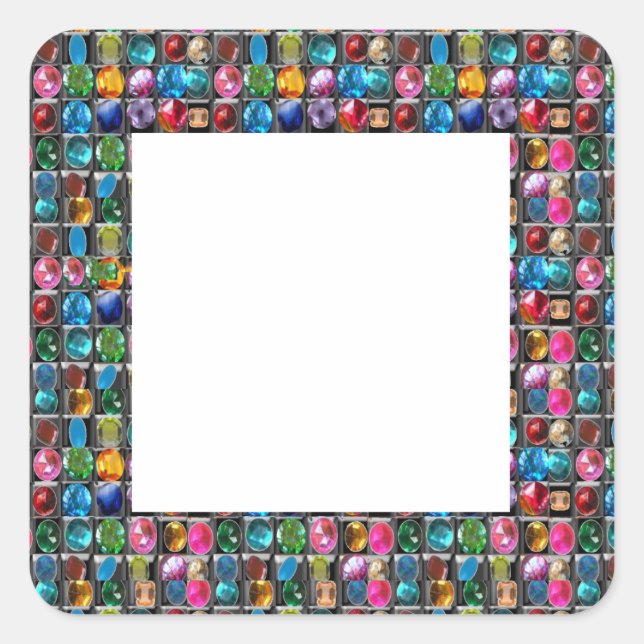 Amazing Grace: BORDER FRAME GEM PEARL JEWELS Square Sticker (Front)