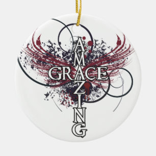 Amazing grace Christian cross Ceramic Tree Decoration