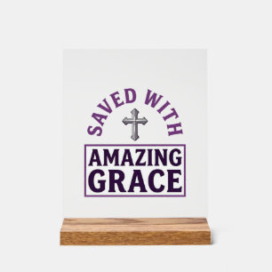 Amazing Grace Christian Cross Vintage Acrylic Sign