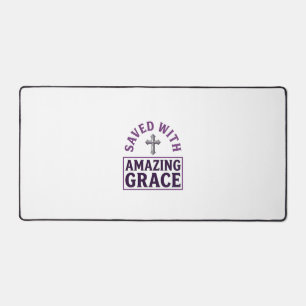 Amazing Grace Christian Cross Vintage Desk Mat