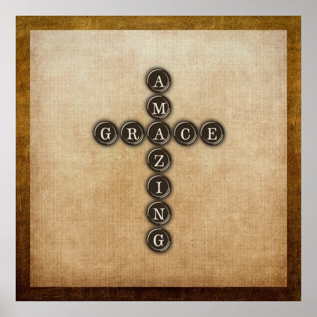 Amazing Grace Cross Wordart Poster (Front)