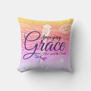 Amazing Grace Dragonfly pastel gradient Cushion