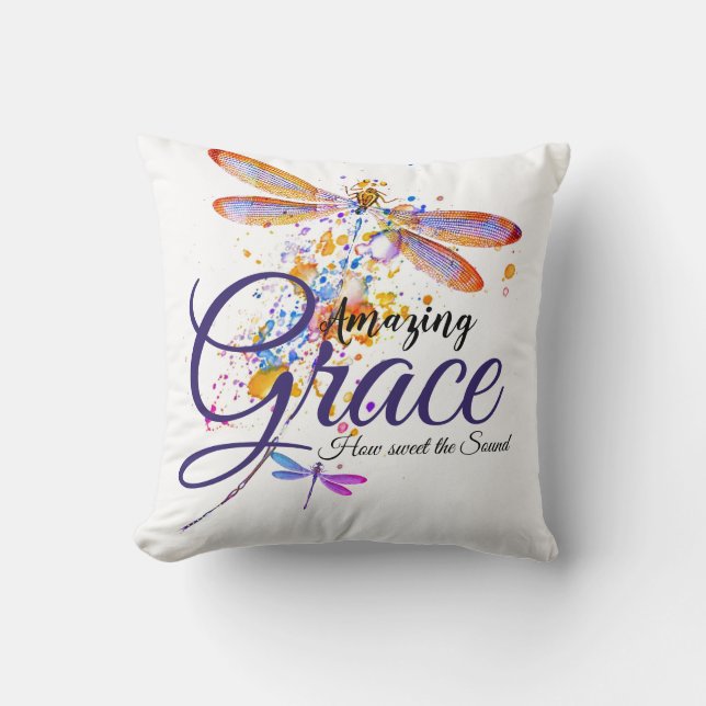 Amazing Grace Dragonfly splatter  Cushion (Front)
