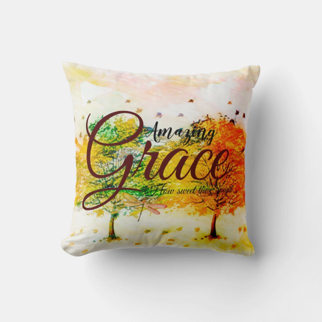 Amazing grace Fall trees Blessed Cushion (Front)