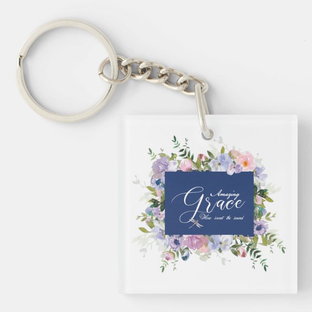 Amazing grace floral   key ring (Front)