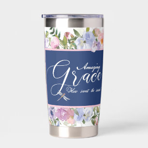 Amazing grace floral  personalied insulated tumbler