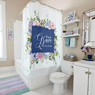 Amazing grace floral shower curtain