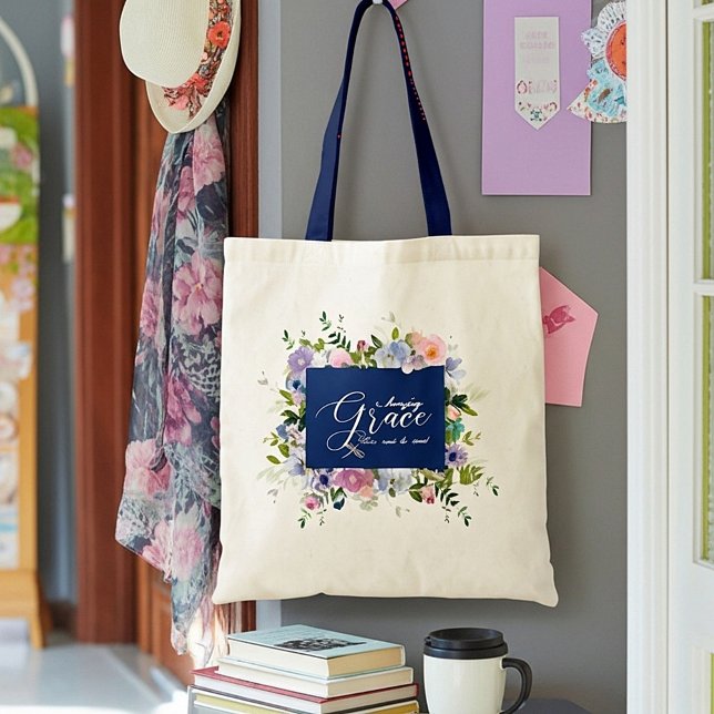 Amazing grace floral   tote bag (Creator Uploaded)