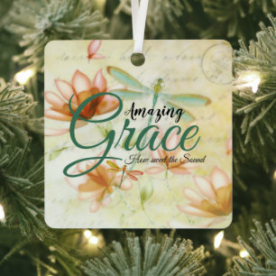 Amazing Grace Flowers and dragonfly Metal Tree Decoration