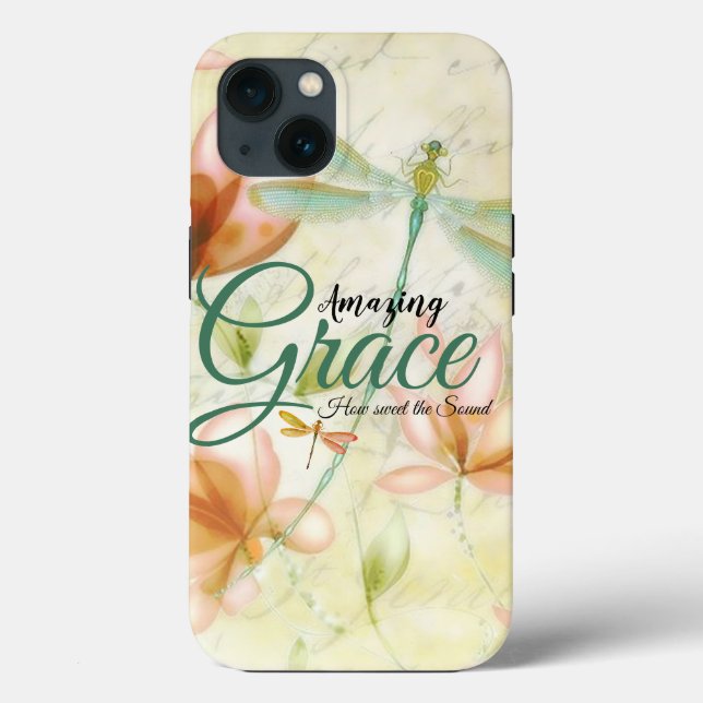 Amazing Grace Flowers and dragonfly  Outdoor Pillo Case-Mate iPhone Case (Back)