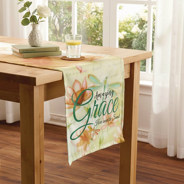 Amazing Grace Flowers and dragonfly   Short Table Runner (Creator Uploaded)
