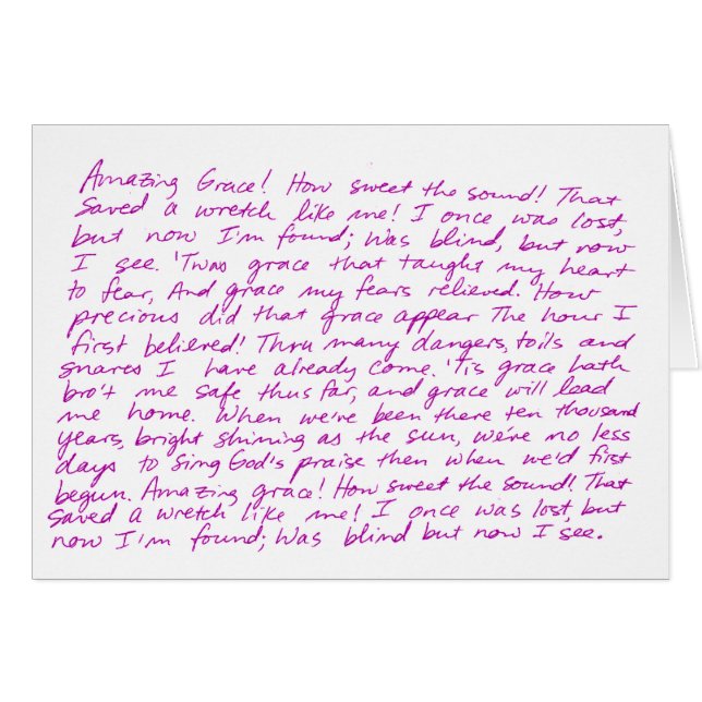 Amazing Grace handwritten lyrics (Front Horizontal)