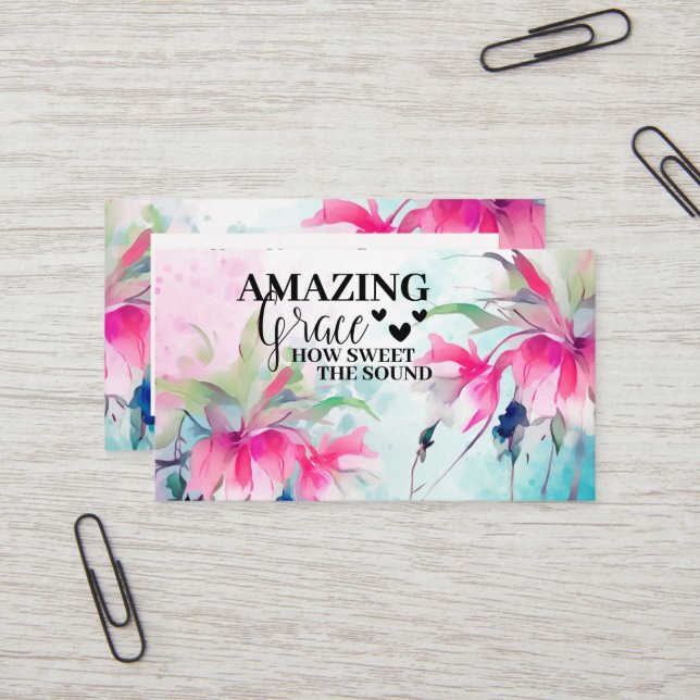 Amazing Grace How Sweet the Sound Christian Hymn Business Card (Front/Back In Situ)