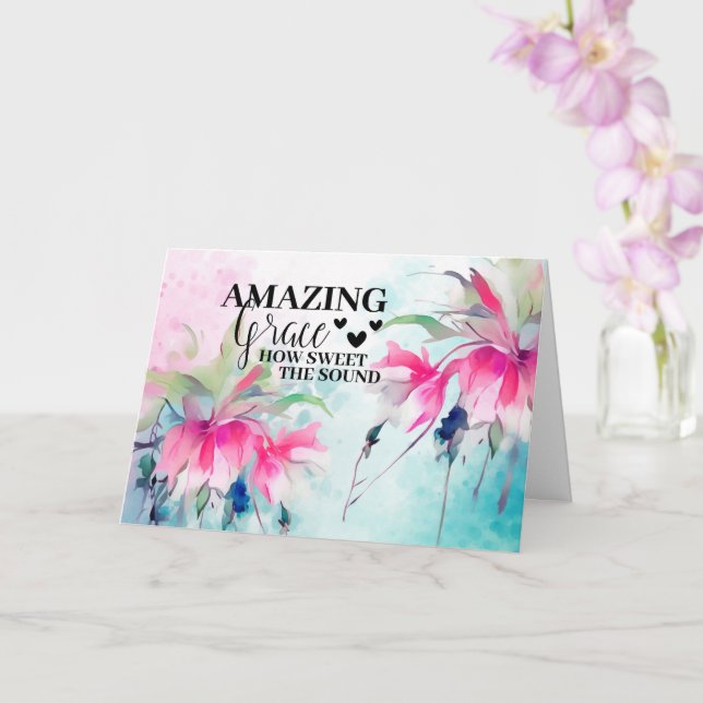 Amazing Grace How Sweet the Sound Christian Hymn Card (Orchid)