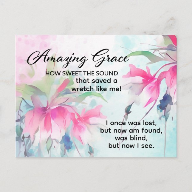 Amazing Grace How Sweet the Sound Christian Hymn  Postcard (Front)