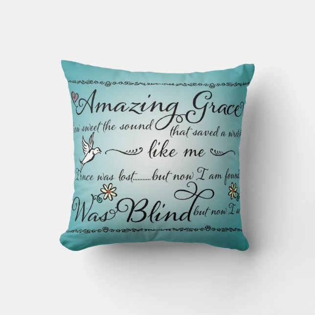 Amazing Grace How Sweet the Sound Word Art Cushion (Front)