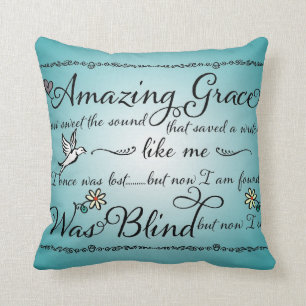 Amazing Grace How Sweet the Sound Word Art Cushion