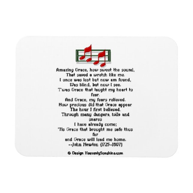 Amazing Grace Hymn Magnet (Horizontal)