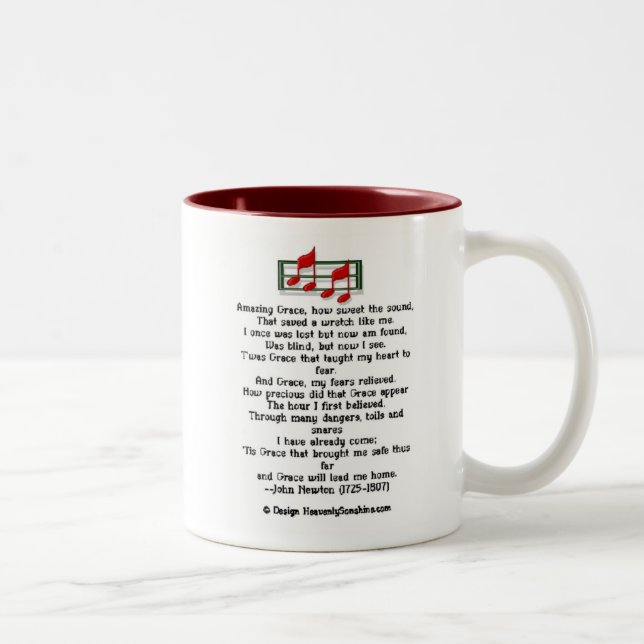 Amazing Grace Hymn Two-Tone Coffee Mug (Right)