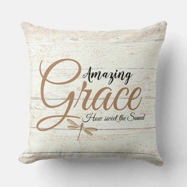 Amazing grace on wood throw pillow (Front)
