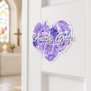Amazing Grace Purple Floral Heart