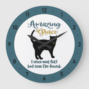 Amazing Grace Rescue Cat Large Clock