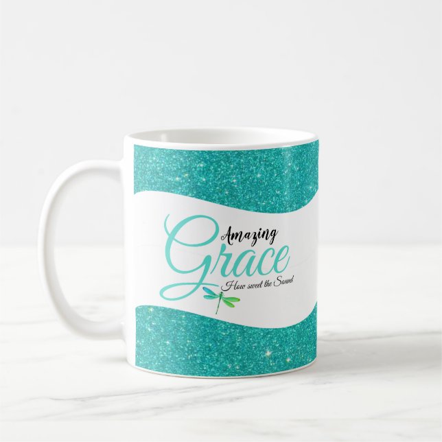 Amazing Grace  Teal glitter Coffee Mug (Left)